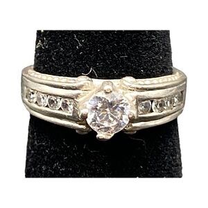 NF Chapal sterling silver 925 round CZ diamond engagement ring 6
